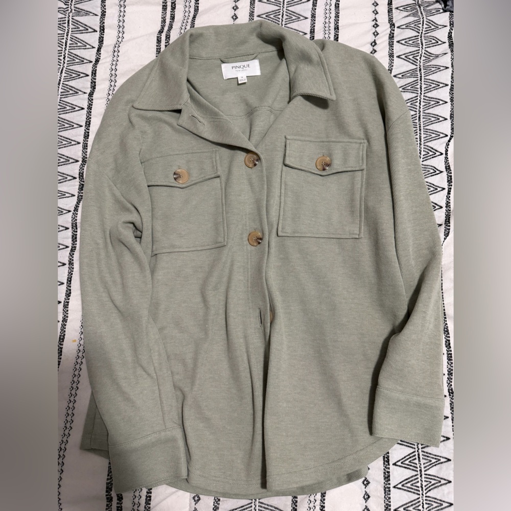 Ribbed Oversized Button Up